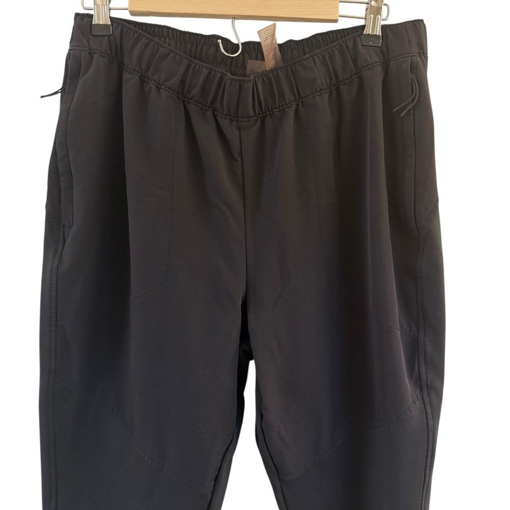 Calia Womens Journey Knit Jogger Sz L Solid Black High Rise Zip Pockets - Picture 3 of 7